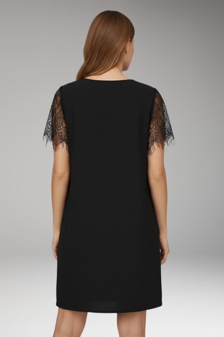 Women's Casual Dress with Lace and Sequin Detail and V-Neck