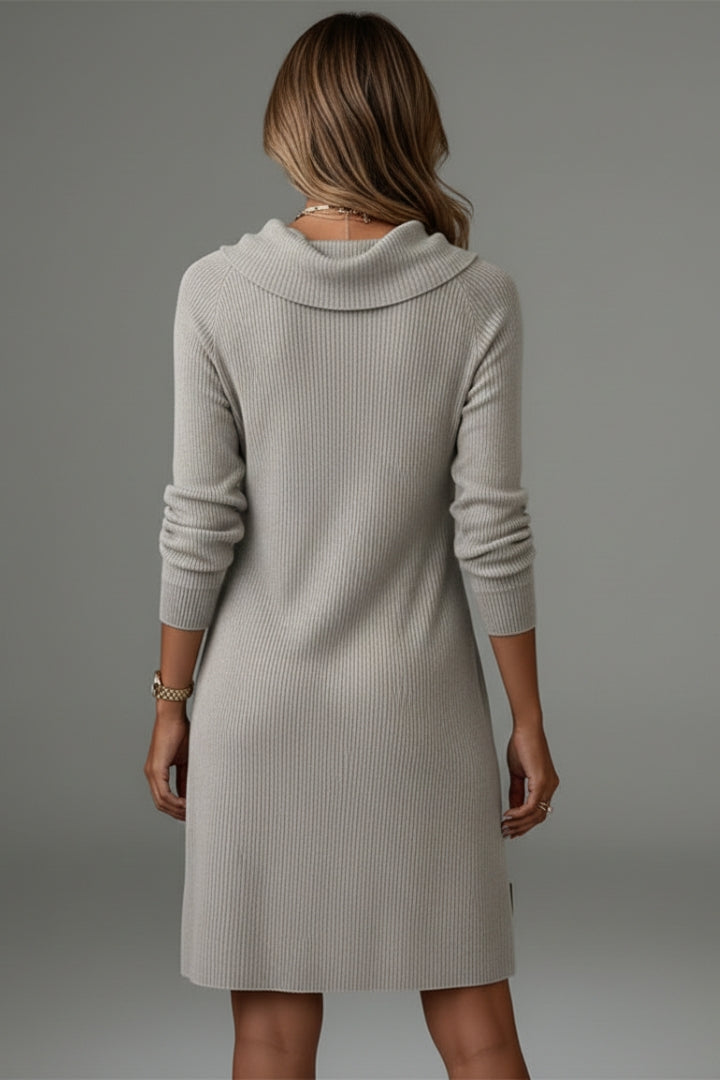 Women's Casual Dress with Round Neck and Long Sleeves