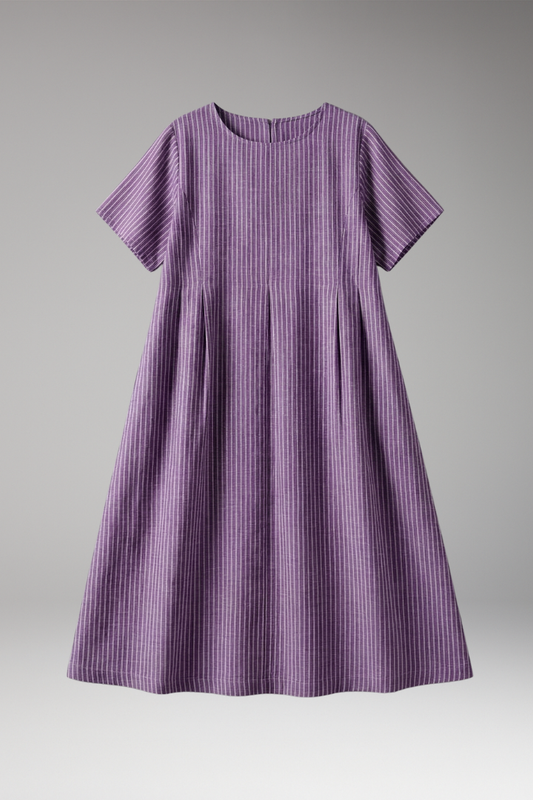 Women's Casual Long Dress with Pleated Waist