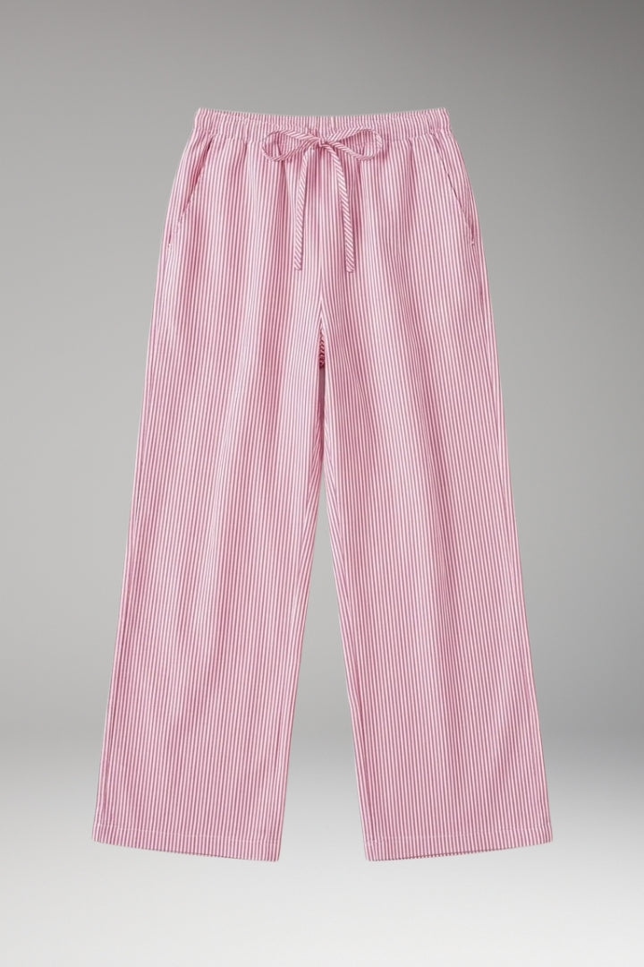 Women's Casual Trousers with Wide-Leg Style and Striped Pattern