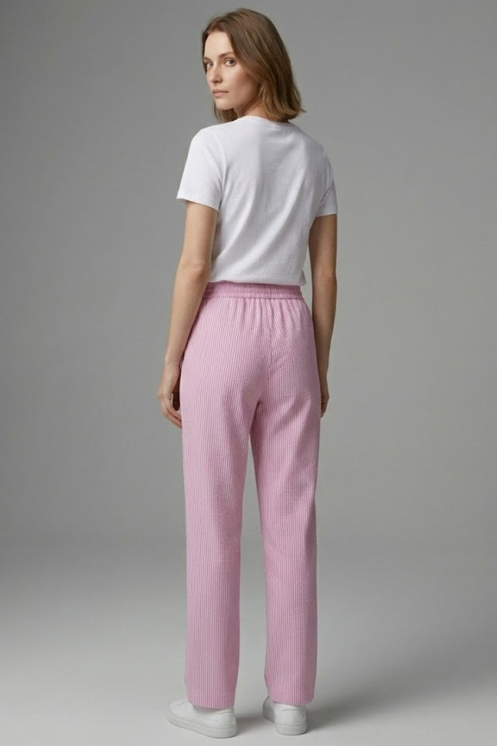 Women's Casual Trousers with Wide-Leg Style and Striped Pattern
