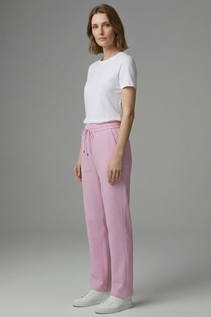 Women's Casual Trousers with Wide-Leg Style and Striped Pattern