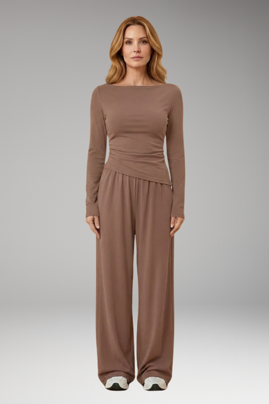 Women's Casual Set with Elasticated Waistband and Long Sleeves