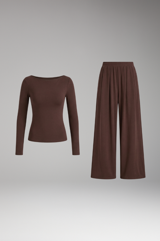 Women's Casual Set with Elasticated Waistband and Long Sleeves