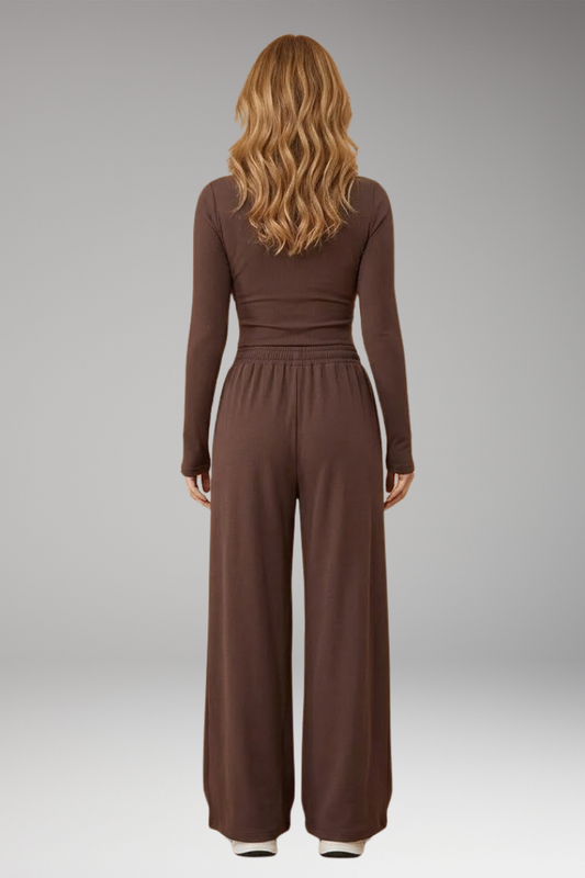 Women's Casual Set with Elasticated Waistband and Long Sleeves