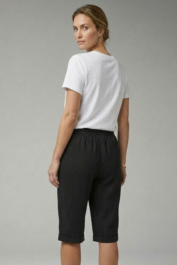 Women's Casual Shorts with Drawstring Waistband and Rolled-up Hem