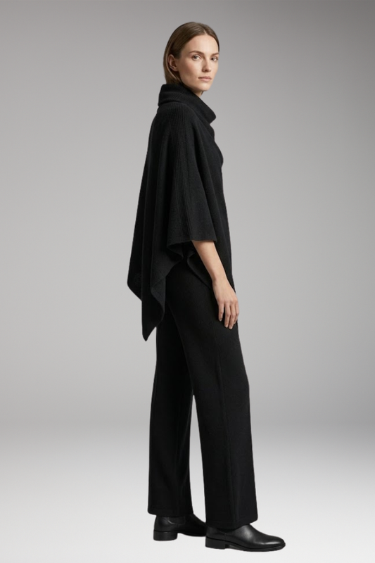 Women's Clothing Set with Draped Details and Flowing Trousers