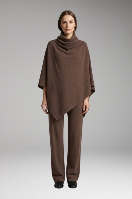 Women's Clothing Set with Draped Details and Flowing Trousers