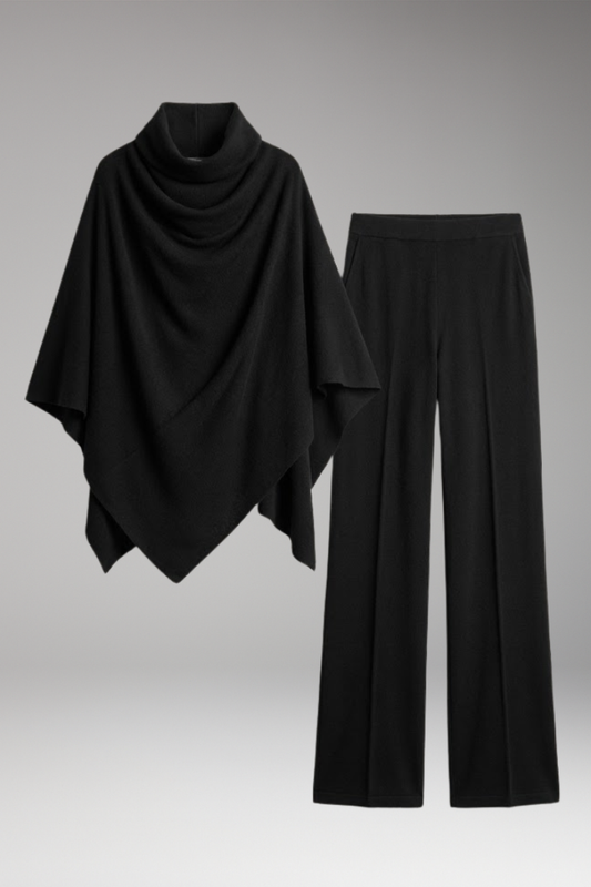 Women's Clothing Set with Draped Details and Flowing Trousers