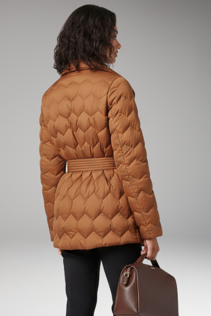 Women’s Coat with Belt and Quilted Surface