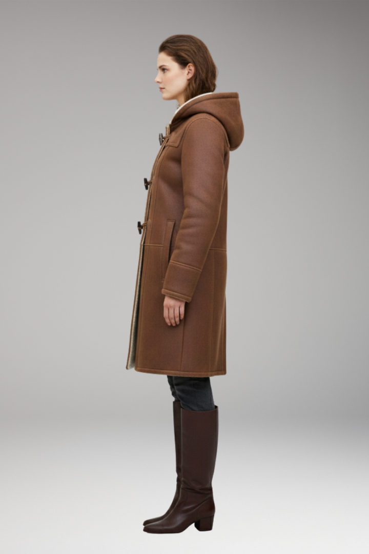 Women’s Coat with Fixed Hood and Toggle Closure