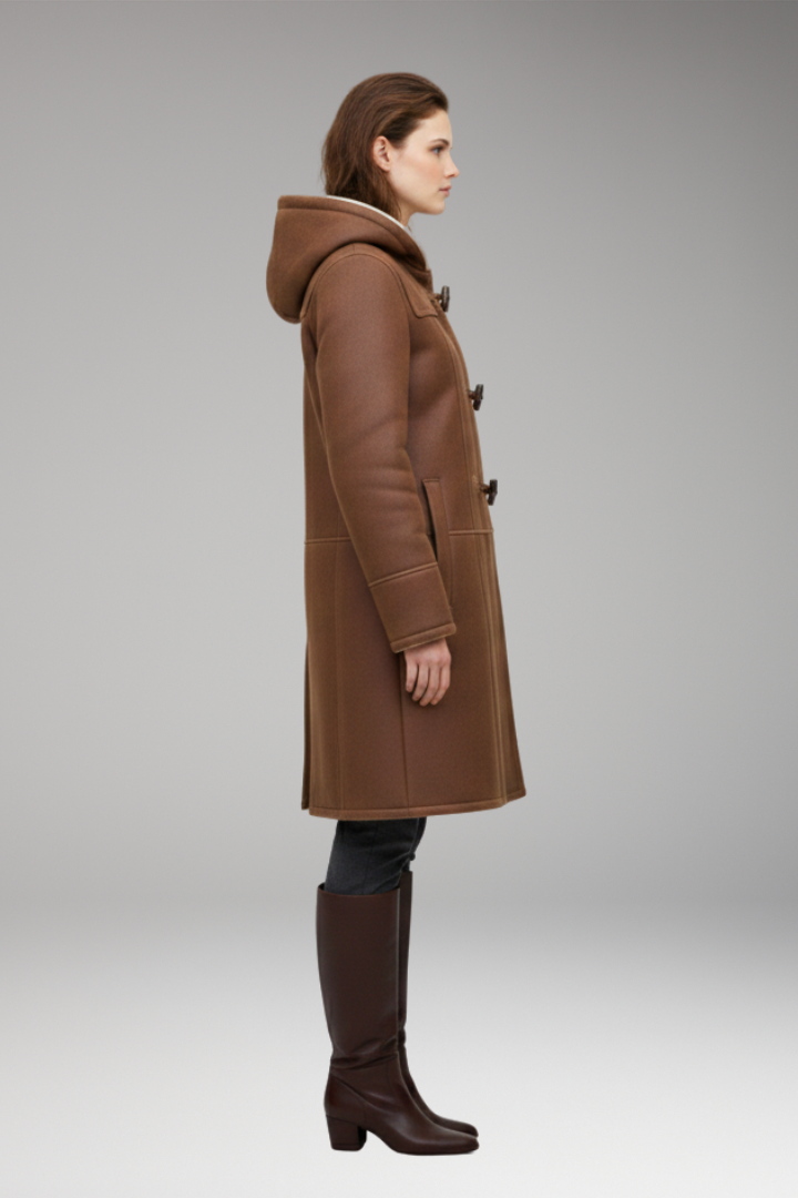 Women’s Coat with Fixed Hood and Toggle Closure