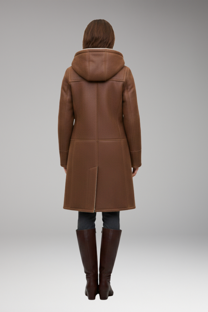 Women’s Coat with Fixed Hood and Toggle Closure
