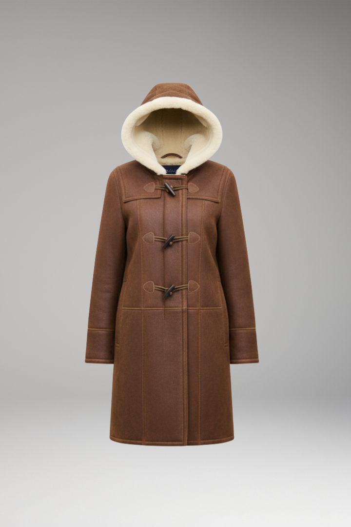 Women’s Coat with Fixed Hood and Toggle Closure