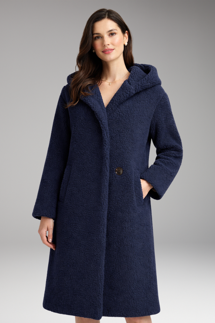 Women’s Coat with Hood and Button Closure