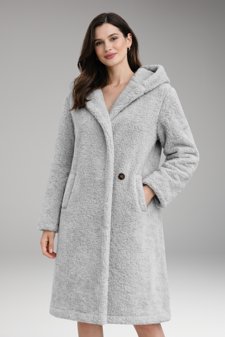 Women’s Coat with Hood and Button Closure