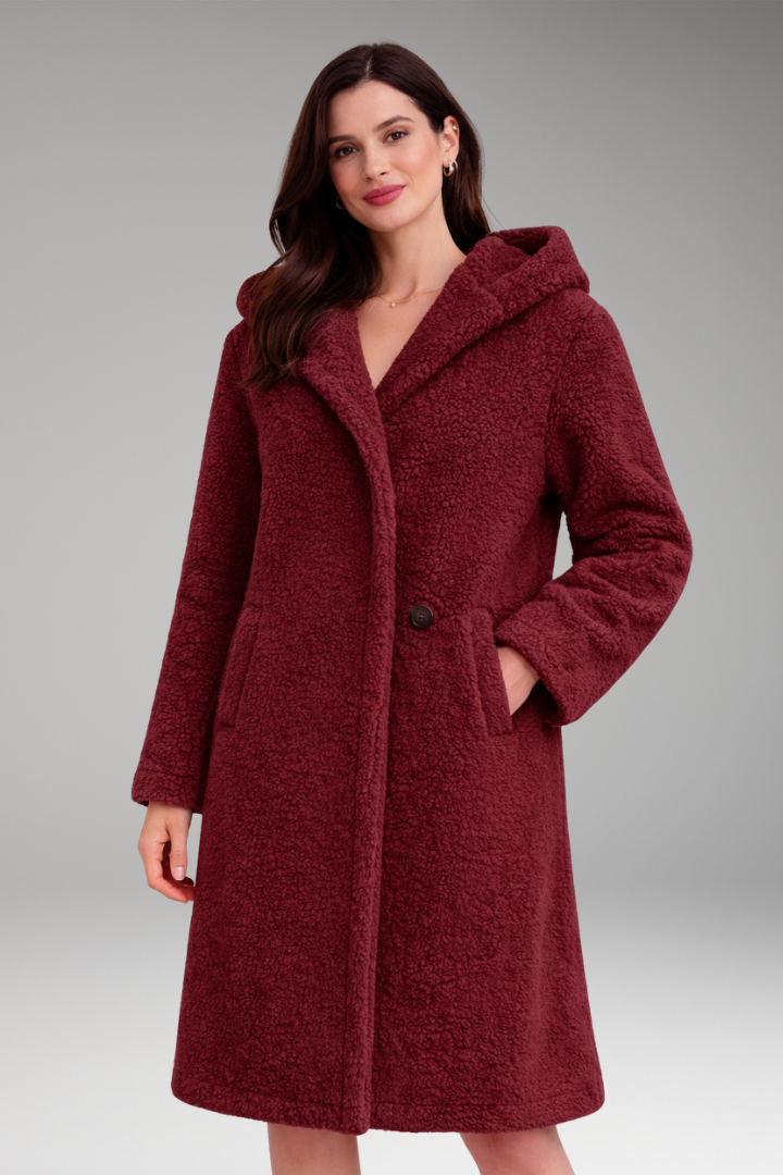 Women’s Coat with Hood and Button Closure