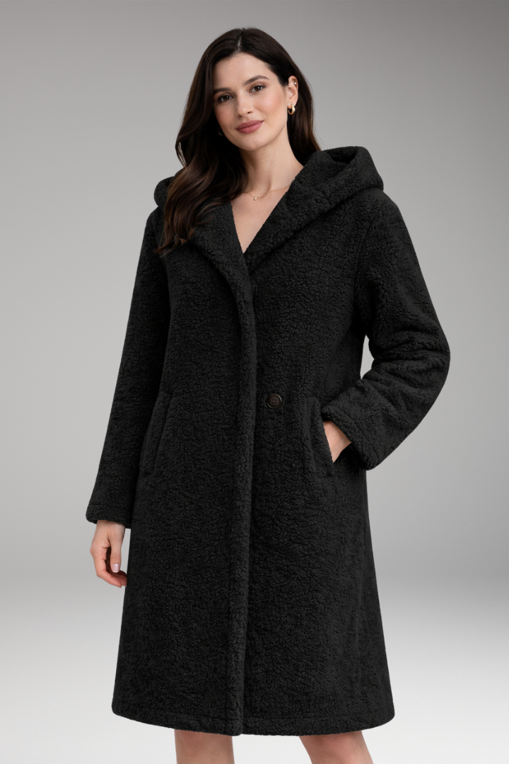 Women’s Coat with Hood and Button Closure
