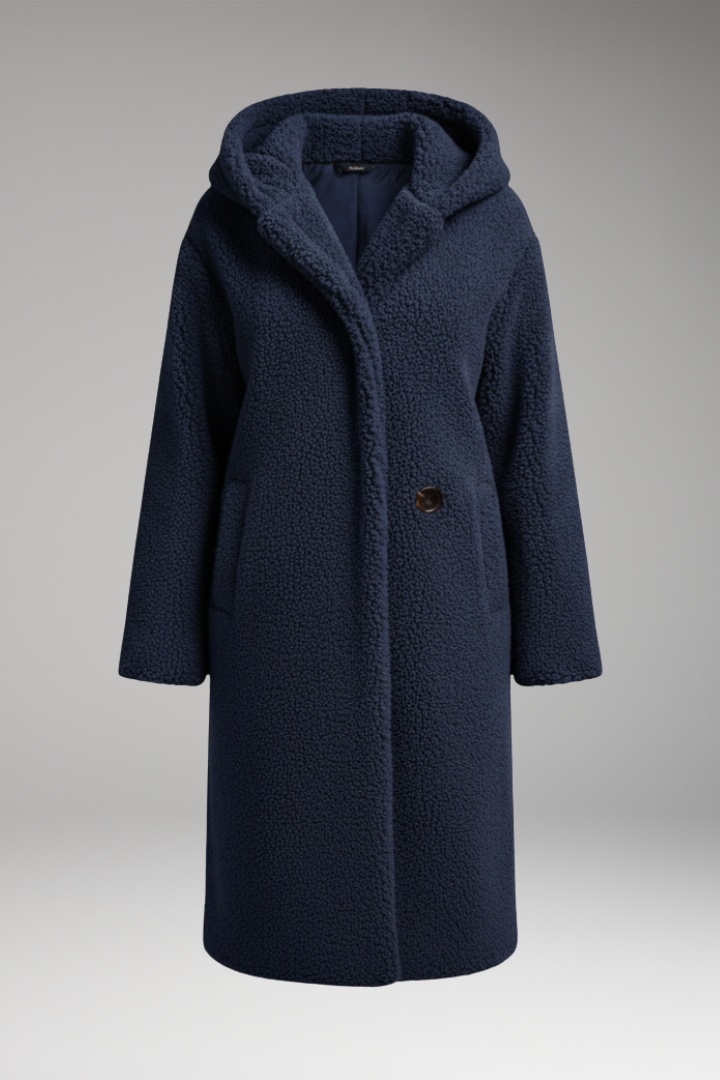 Women’s Coat with Hood and Button Closure