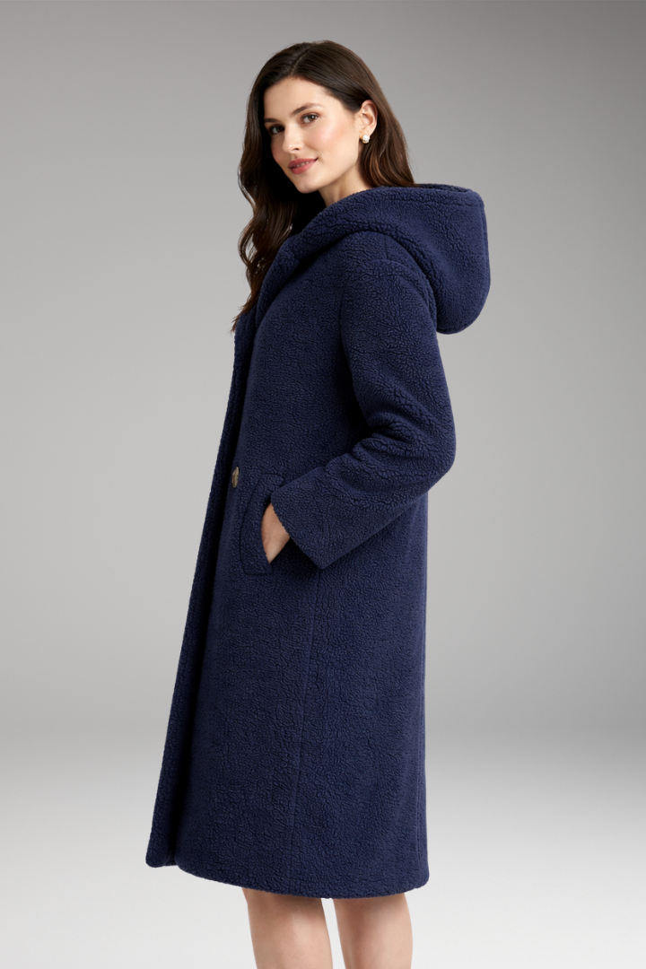 Women’s Coat with Hood and Button Closure