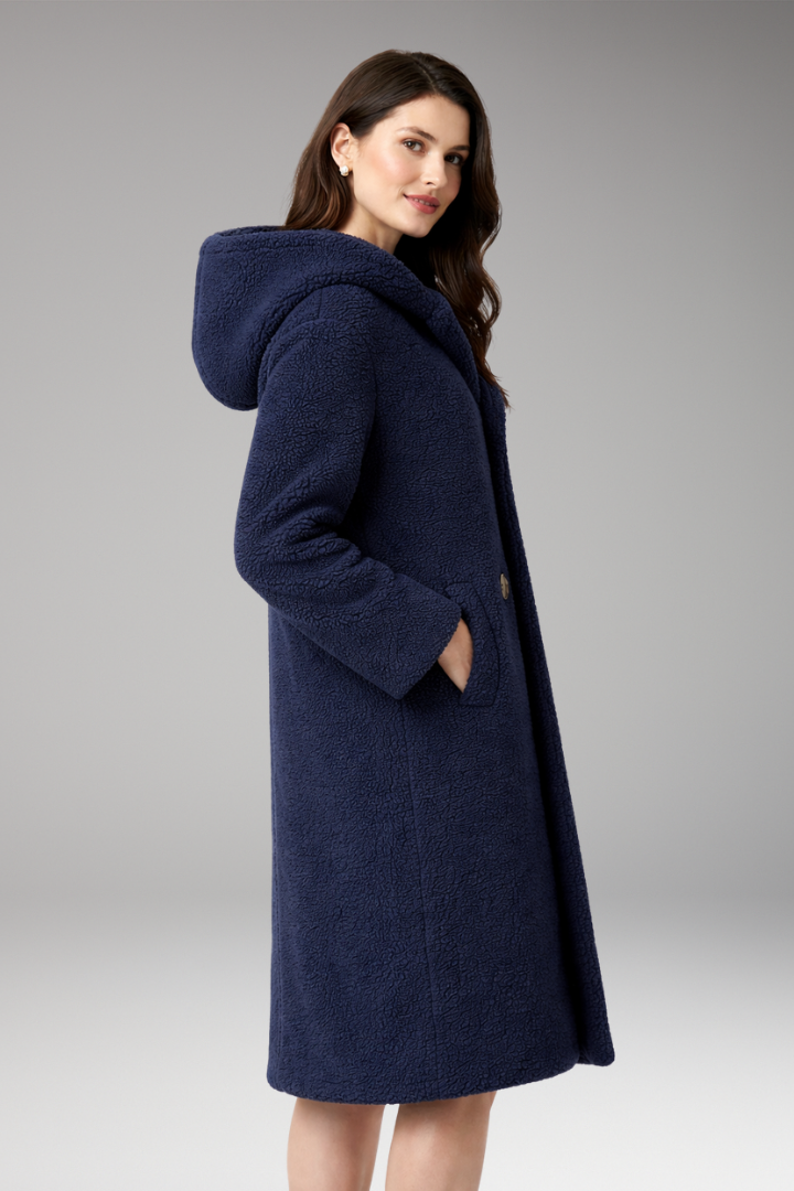 Women’s Coat with Hood and Button Closure