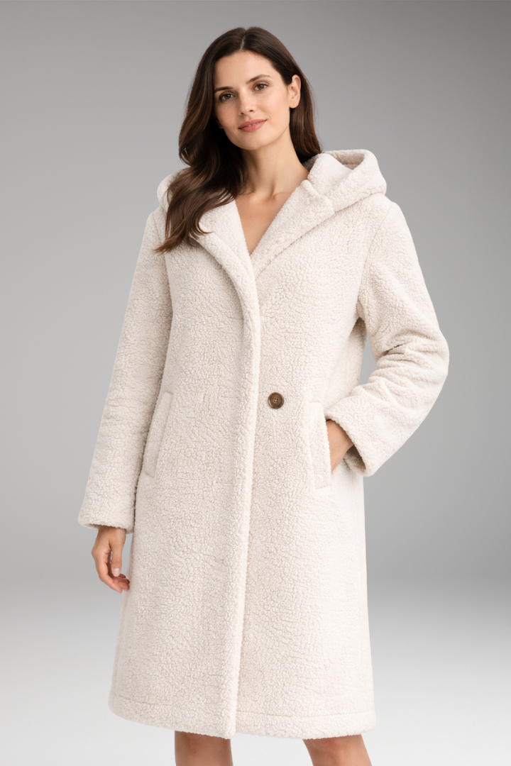 Women’s Coat with Hood and Button Closure