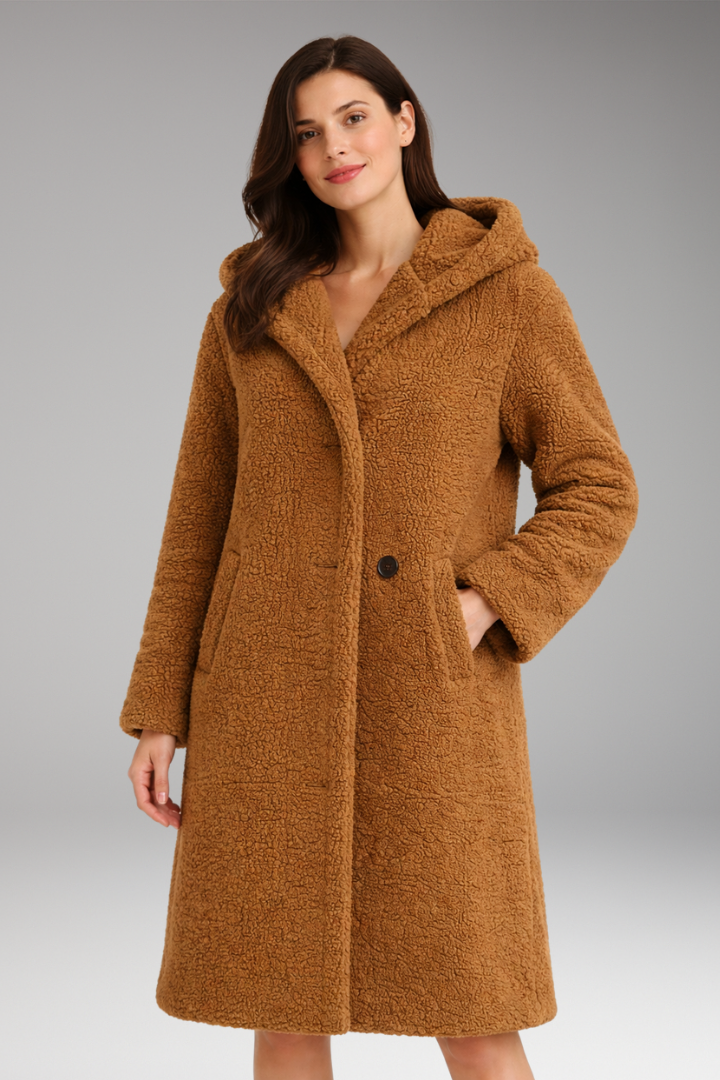 Women’s Coat with Hood and Button Closure
