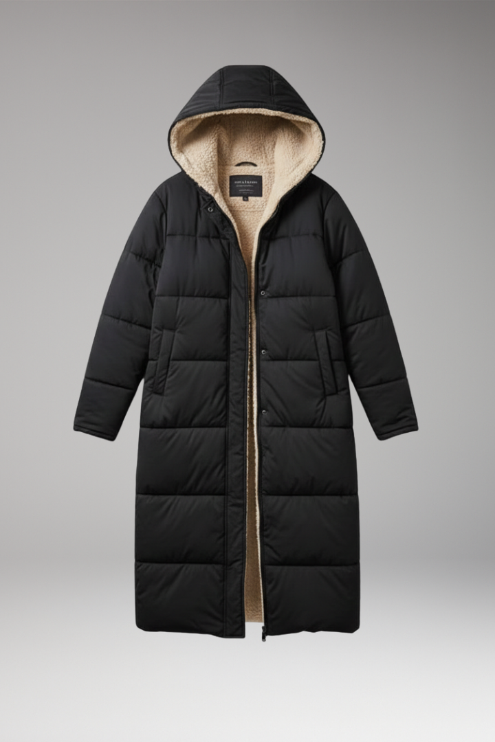 Women’s Coat with Hood and Quilted Surface