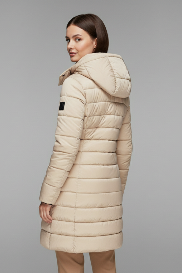 Women’s Coat with Hood and Quilted Surface