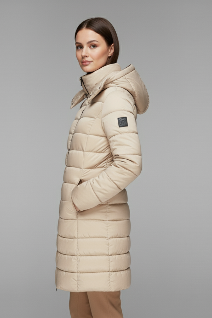 Women’s Coat with Hood and Quilted Surface