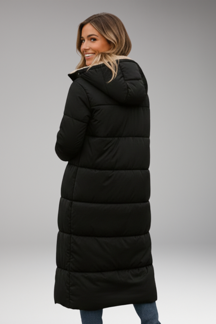 Women’s Coat with Hood and Quilted Surface