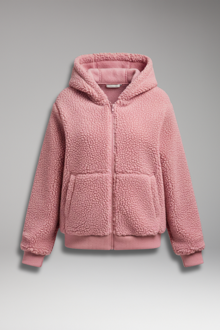 Women’s Coat with Hood and Textured Surface