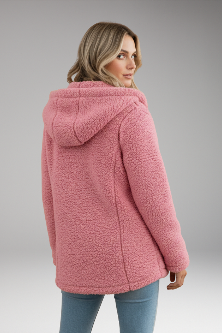 Women’s Coat with Hood and Textured Surface