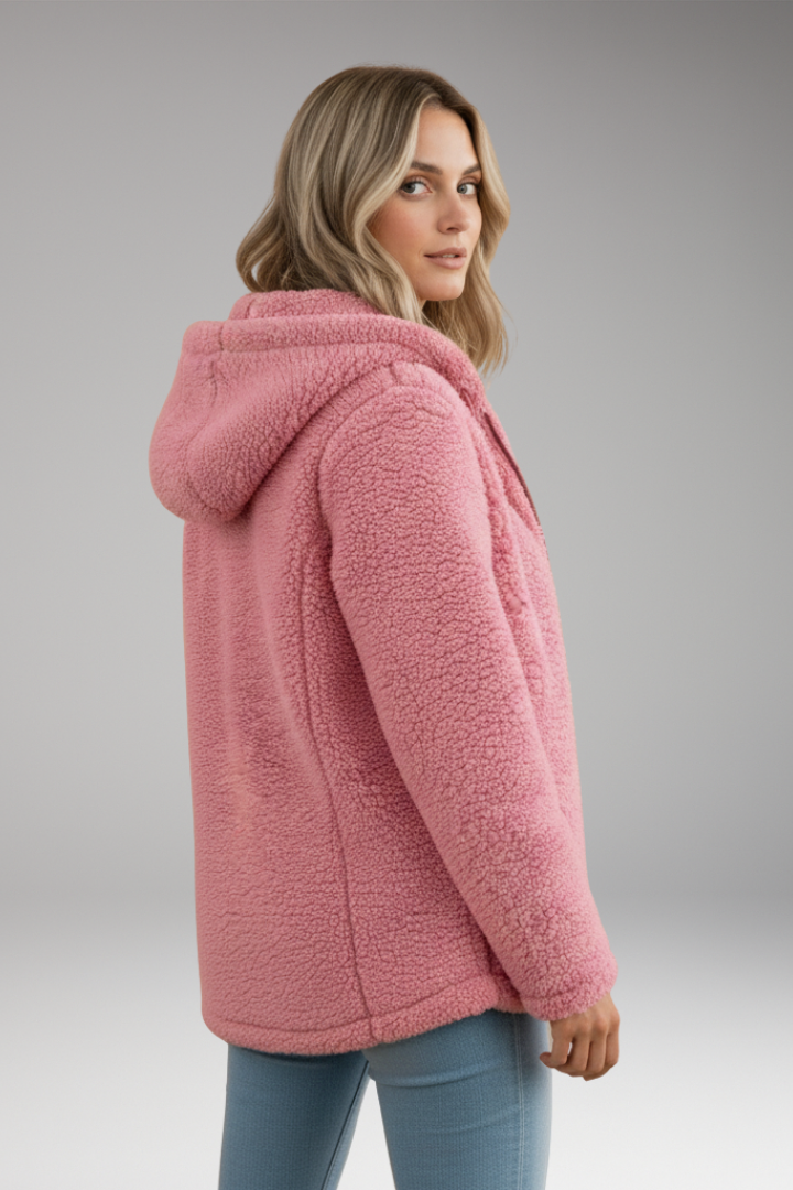 Women’s Coat with Hood and Textured Surface