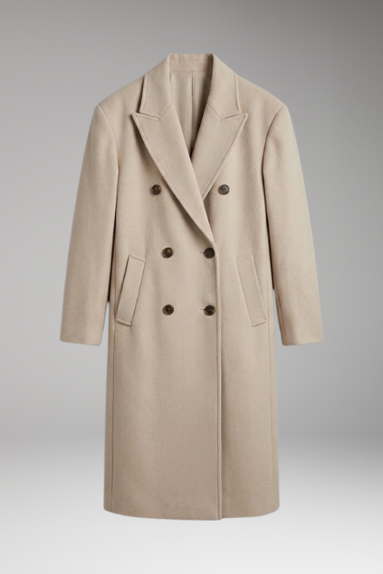 Women’s Coat with Notched Collar and Button Placket