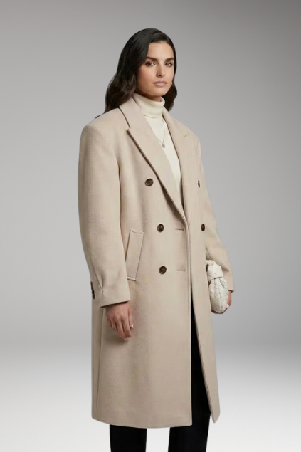 Women’s Coat with Notched Collar and Button Placket