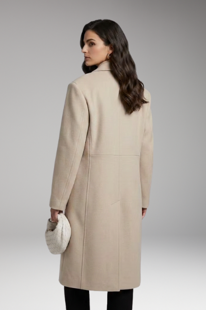 Women’s Coat with Notched Collar and Button Placket