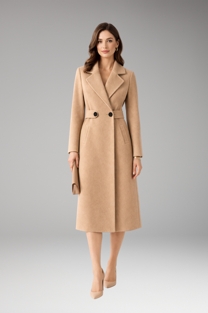 Women’s Coat with Stand Collar and Zip Closure