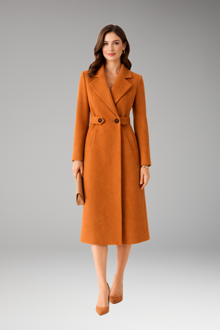 Women’s Coat with Stand Collar and Zip Closure