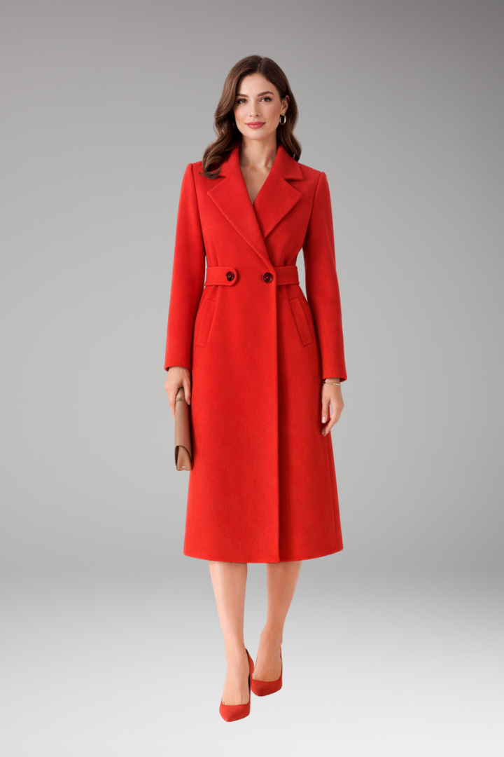 Women’s Coat with Stand Collar and Zip Closure