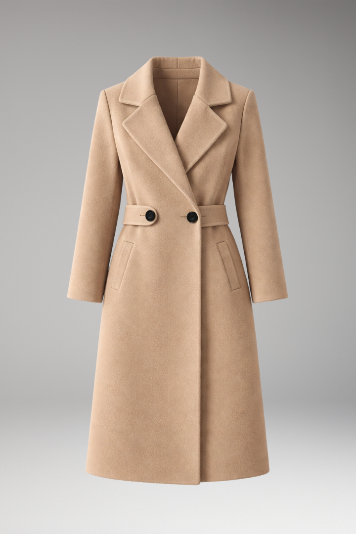 Women’s Coat with Stand Collar and Zip Closure