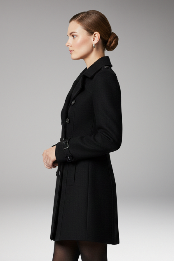 Women’s Coat with Two-Row Front Closure and Notched Collar