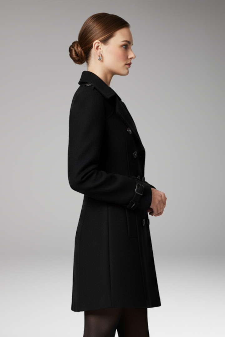 Women’s Coat with Two-Row Front Closure and Notched Collar