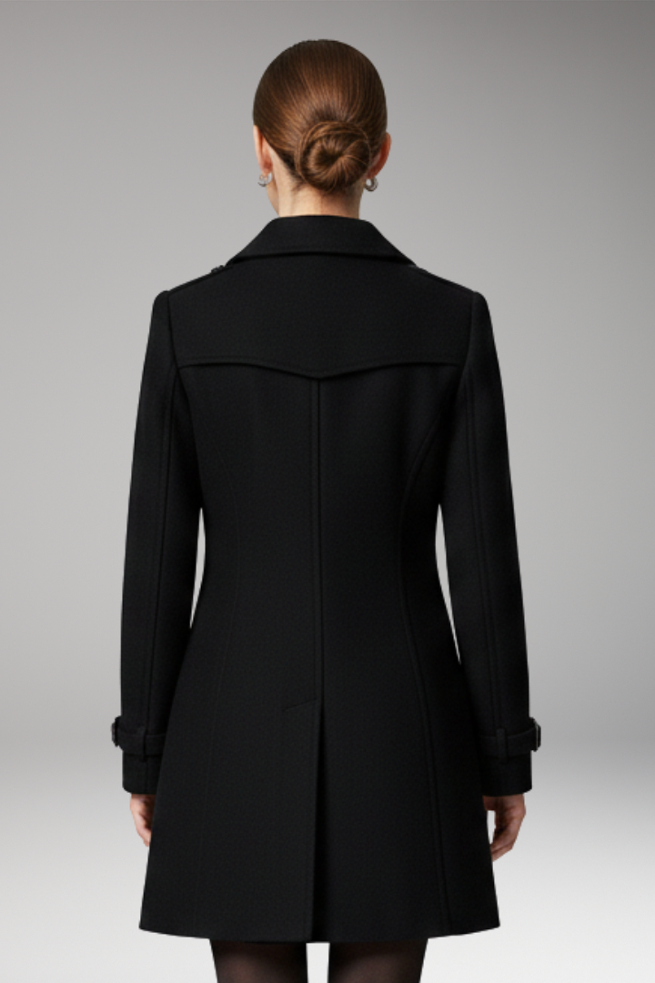 Women’s Coat with Two-Row Front Closure and Notched Collar