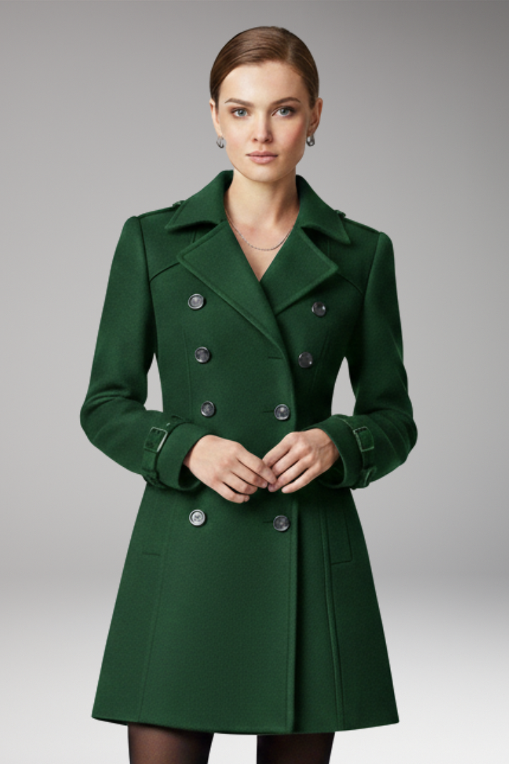 Women’s Coat with Two-Row Front Closure and Notched Collar