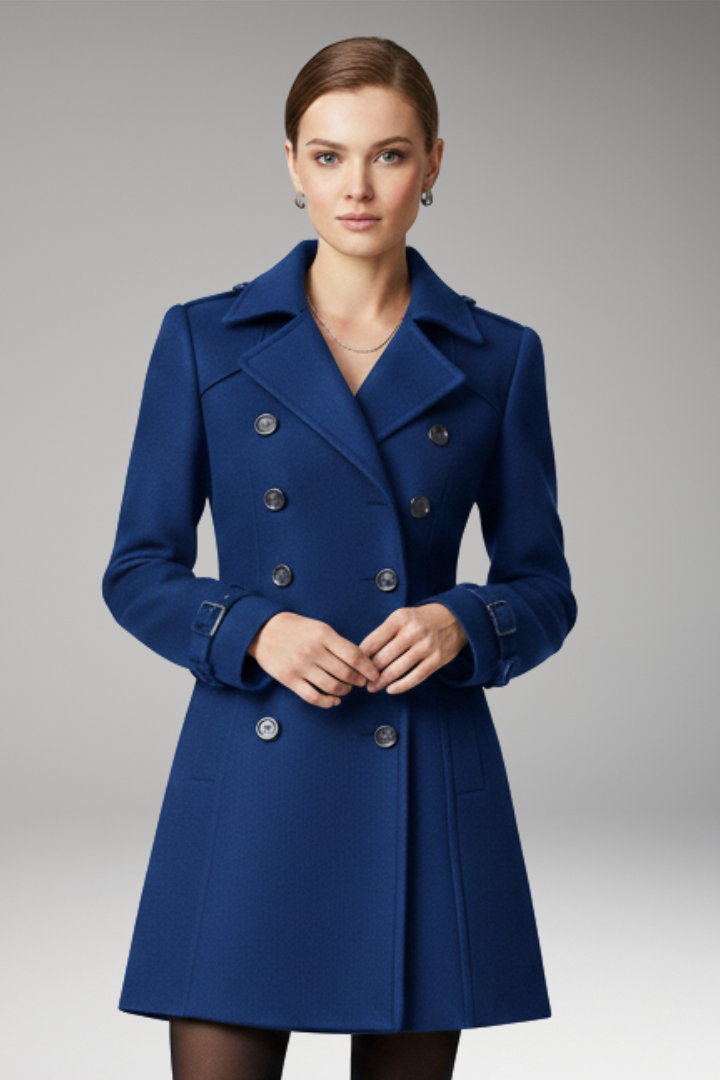 Women’s Coat with Two-Row Front Closure and Notched Collar