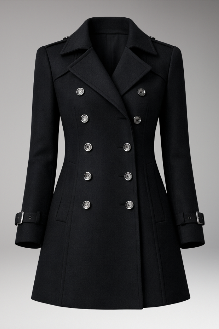Women’s Coat with Two-Row Front Closure and Notched Collar