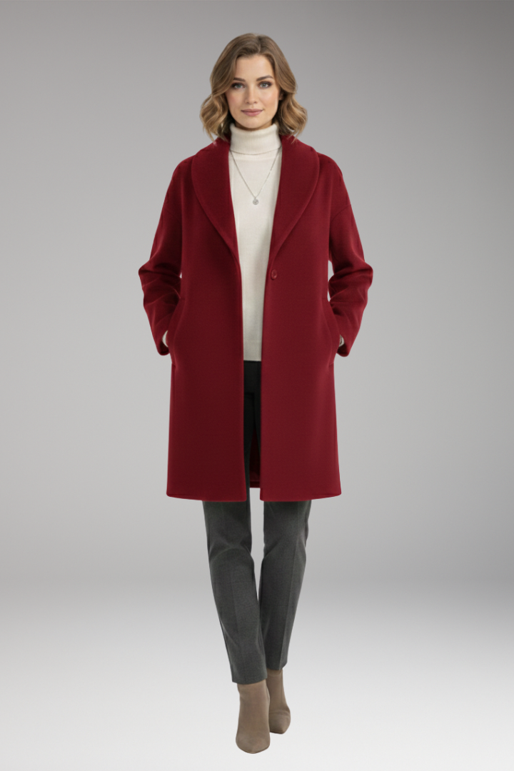Women’s Coat with Wide Collar and Long Sleeves