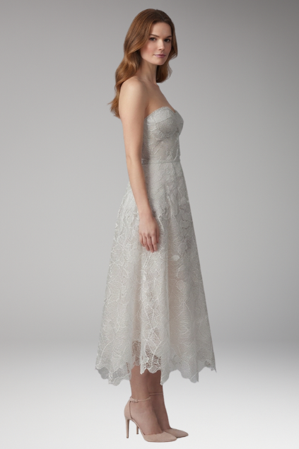 Women's Corset Top Lace Midi Dress with Satin Finish and Elegant Design