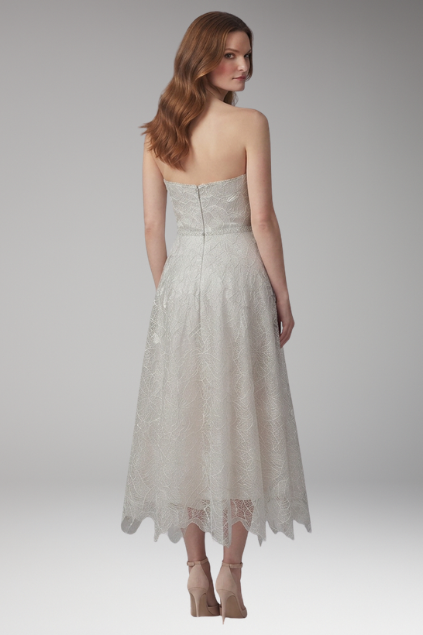 Women's Corset Top Lace Midi Dress with Satin Finish and Elegant Design